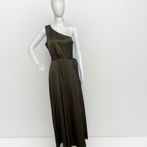 Elegant Olive Green One-Shoulder Dress